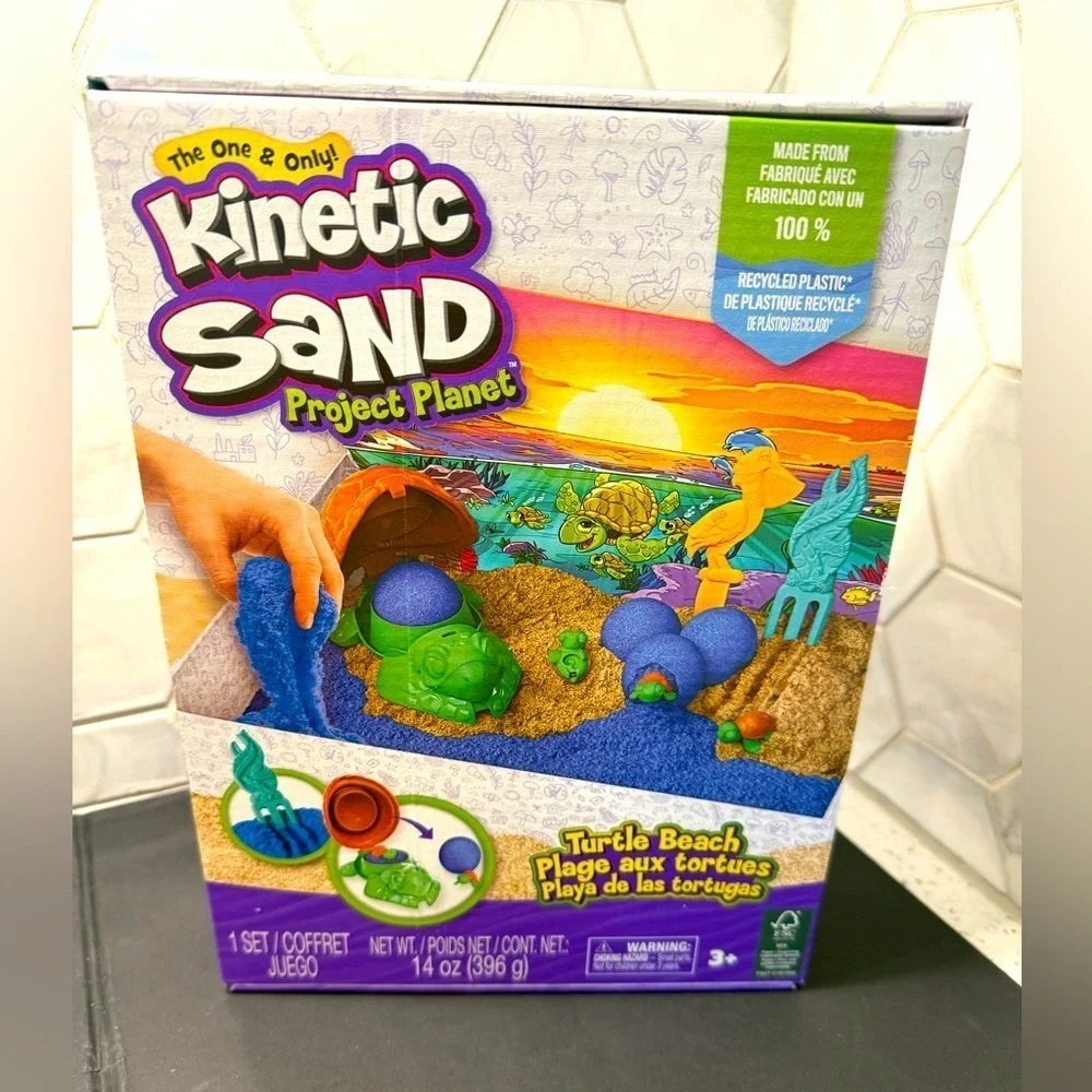 Kinetic Sand Project Planet Sea Turtle Beach Set Eco Friendly Fun Learning